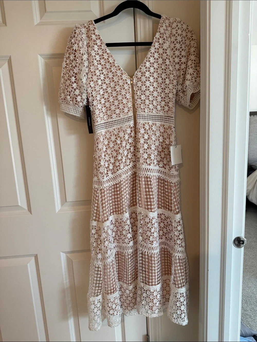 Lulu's Cream Eyelet Lace Midi Dress